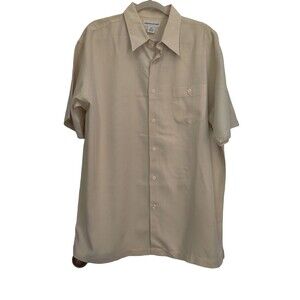 Pronto‎ Uomo Rayon Shirt Mens XXL 2XL Yellow Short Sleeve Button Front